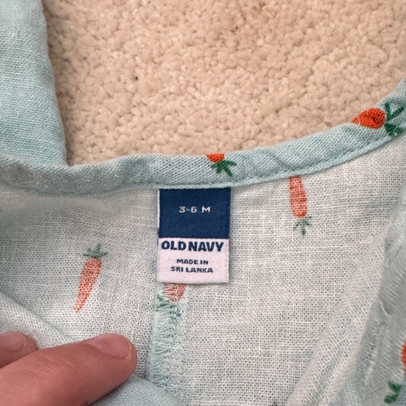 Old Navy Light Teal Baby One-Piece with Orange Carrot Print - Picture 3 of 5